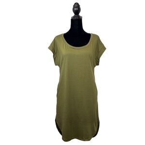 Amoretu Women’s Sundress Army Green Hi-Lo Cap Sleeve W/Pockets Dress Size-M NWT